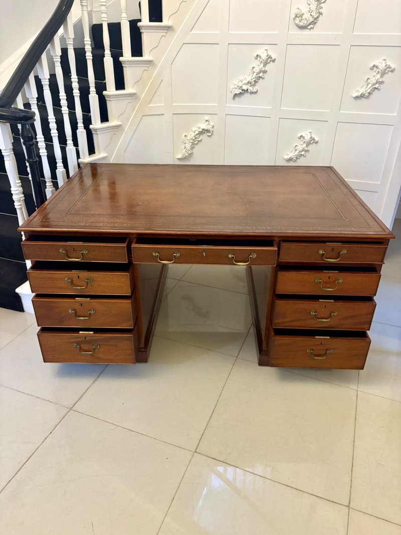 Antique Edwardian Quality Mahogany Partners Desk